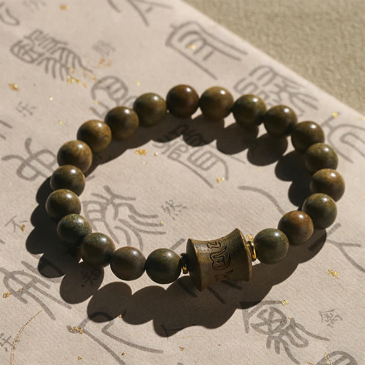 Buddha Stones Pulsera redonda de cuentas de sándalo verde para meditación - image 1