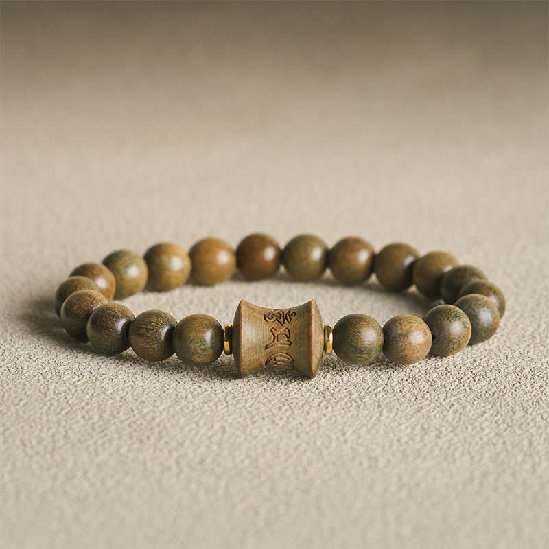 Buddha Stones Pulsera redonda de cuentas de sándalo verde para meditación - 8 mm - image 0