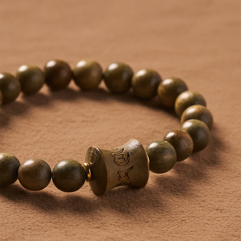 Buddha Stones Pulsera redonda de cuentas de sándalo verde para meditación - image 4