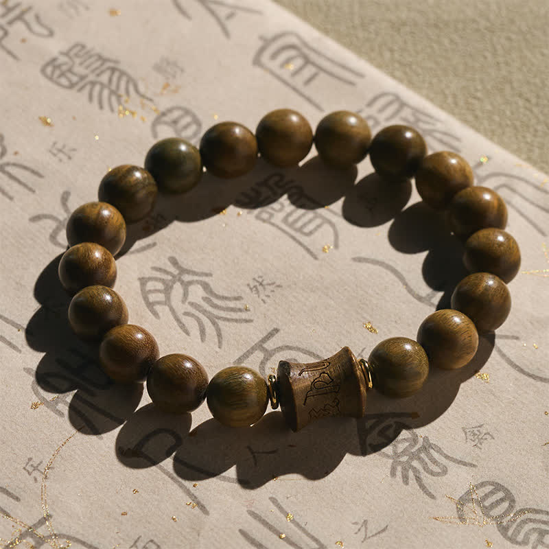 Buddha Stones Pulsera redonda de cuentas de sándalo verde para meditación - image 9