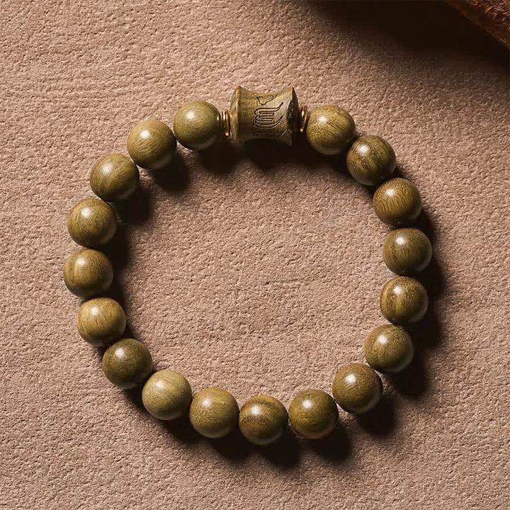 Buddha Stones Pulsera redonda de cuentas de sándalo verde para meditación - image 10