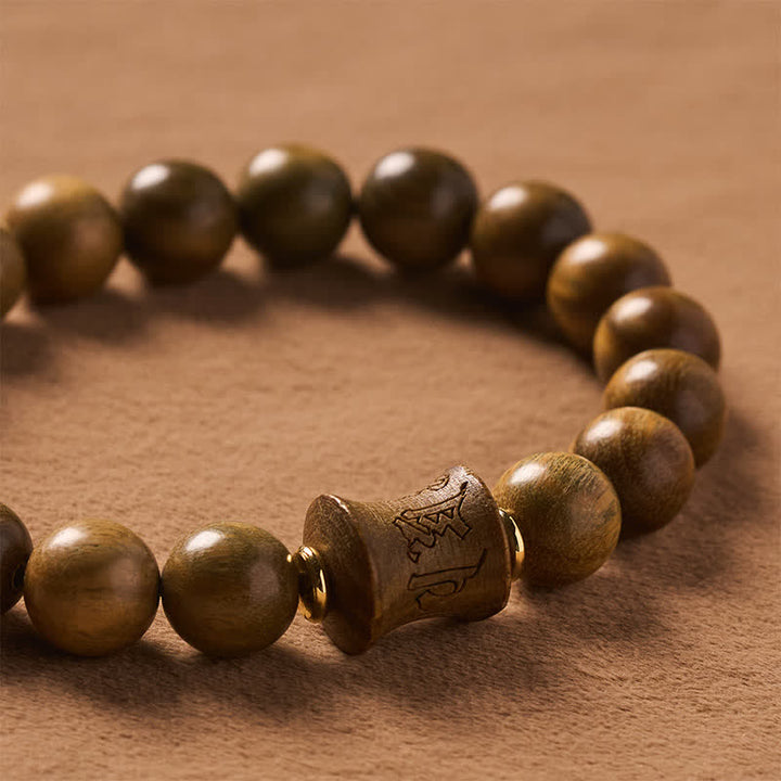 Buddha Stones Pulsera redonda de cuentas de sándalo verde para meditación - image 12