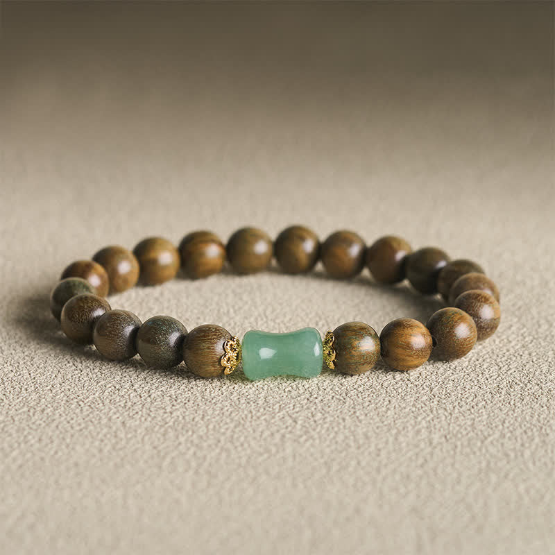 Buddha Stones Pulsera unisex de madera de ébano verde con vetas naturales - Sándalo verde (Cura ♥ Positivo) - image 9
