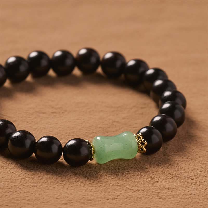 Buddha Stones Pulsera unisex de madera de ébano verde con vetas naturales - image 4