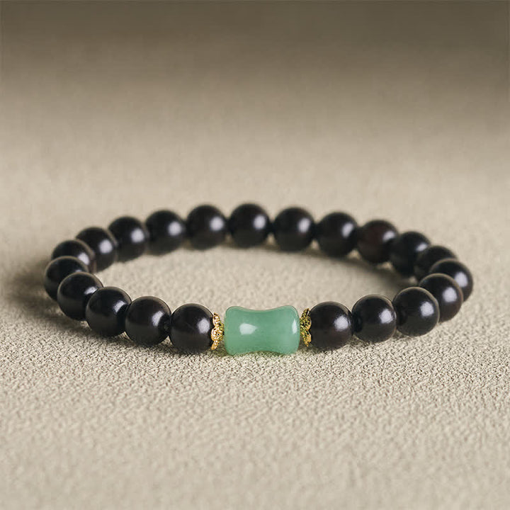 Buddha Stones Pulsera unisex de madera de ébano verde con vetas naturales - Madera de ébano (Equilibrio ♥ Calma) - image 0