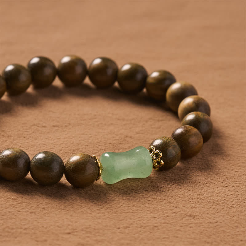 Buddha Stones Pulsera unisex de madera de ébano verde con vetas naturales - image 13
