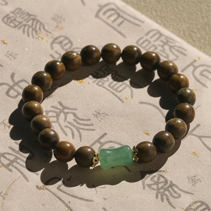 Buddha Stones Pulsera unisex de madera de ébano verde con vetas naturales - image 10