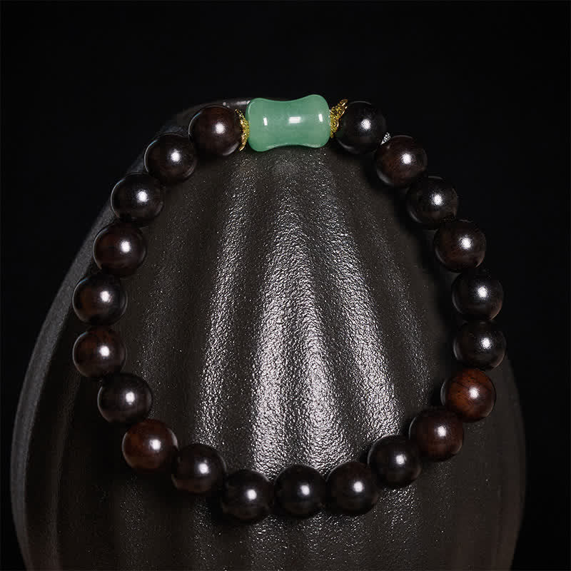 Buddha Stones Pulsera unisex de madera de ébano verde con vetas naturales - image 3
