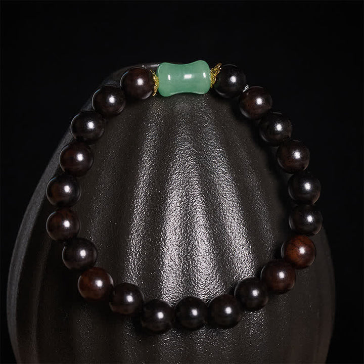 Buddha Stones Pulsera unisex de madera de ébano verde con vetas naturales - image 3