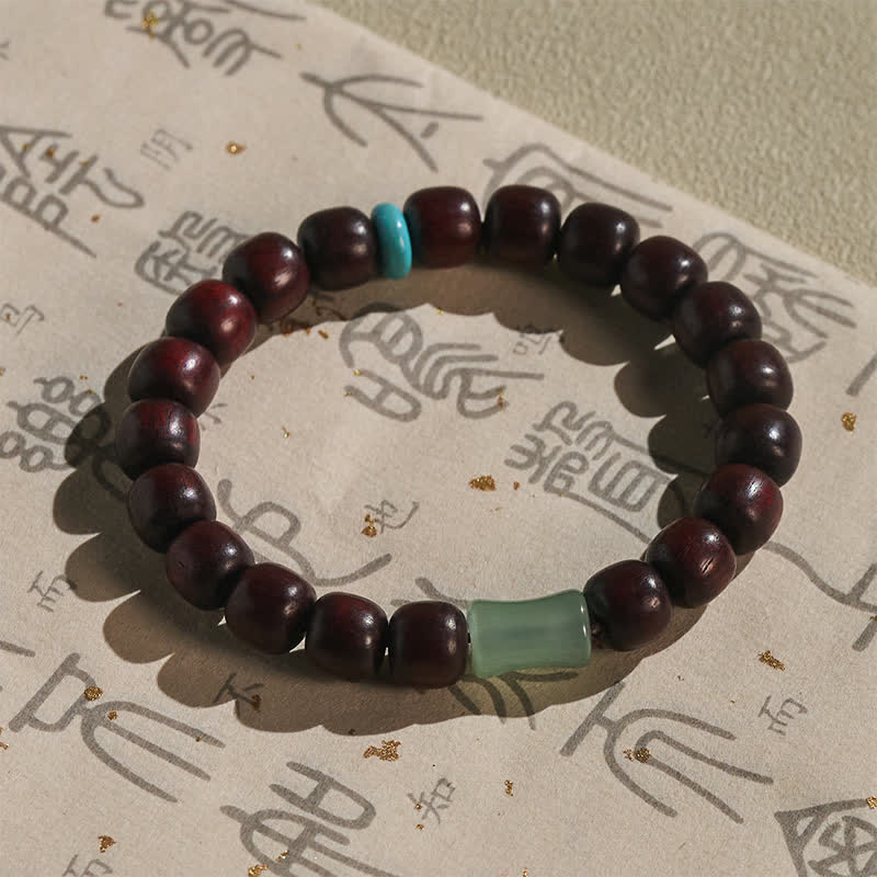 Buddha Stones Pulsera de protección vintage de madera de sándalo rojo, ébano y bambú - image 3