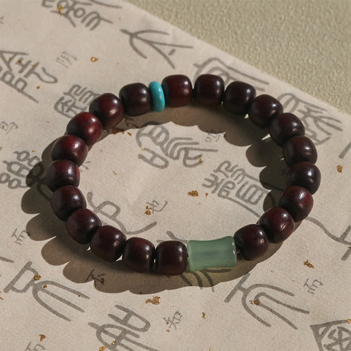 Buddha Stones Pulsera de protección vintage de madera de sándalo rojo, ébano y bambú - image 3