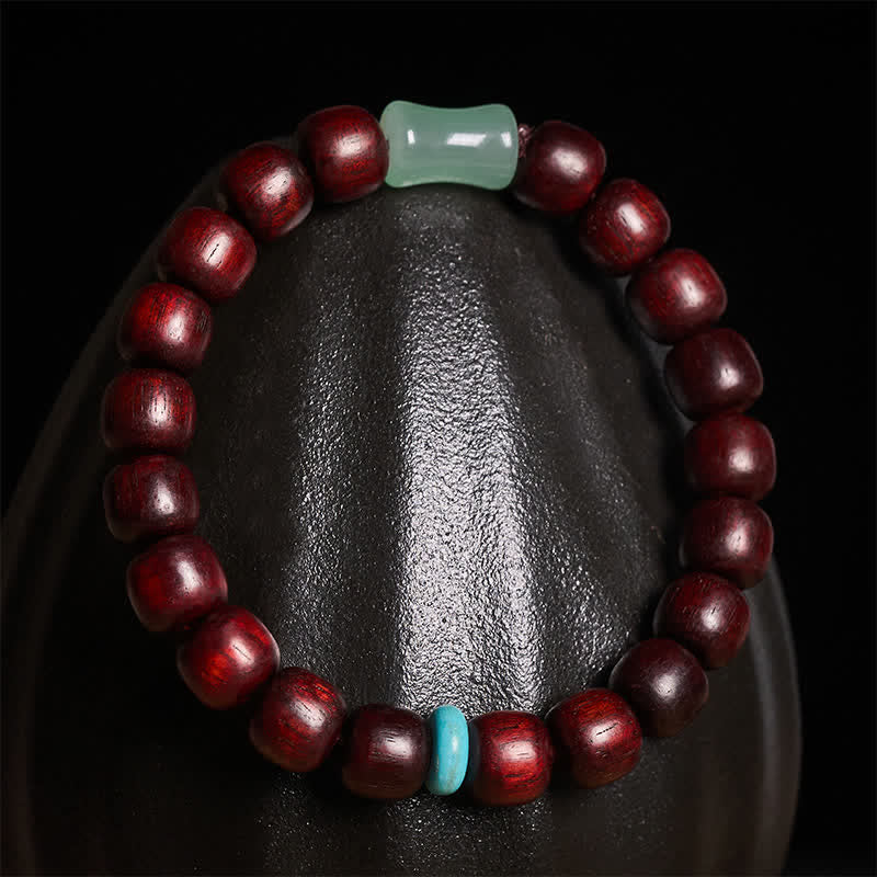 Buddha Stones Pulsera de protección vintage de madera de sándalo rojo, ébano y bambú - image 2