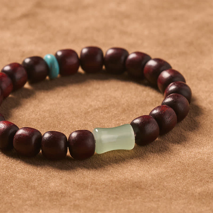 Buddha Stones Pulsera de protección vintage de madera de sándalo rojo, ébano y bambú - image 4