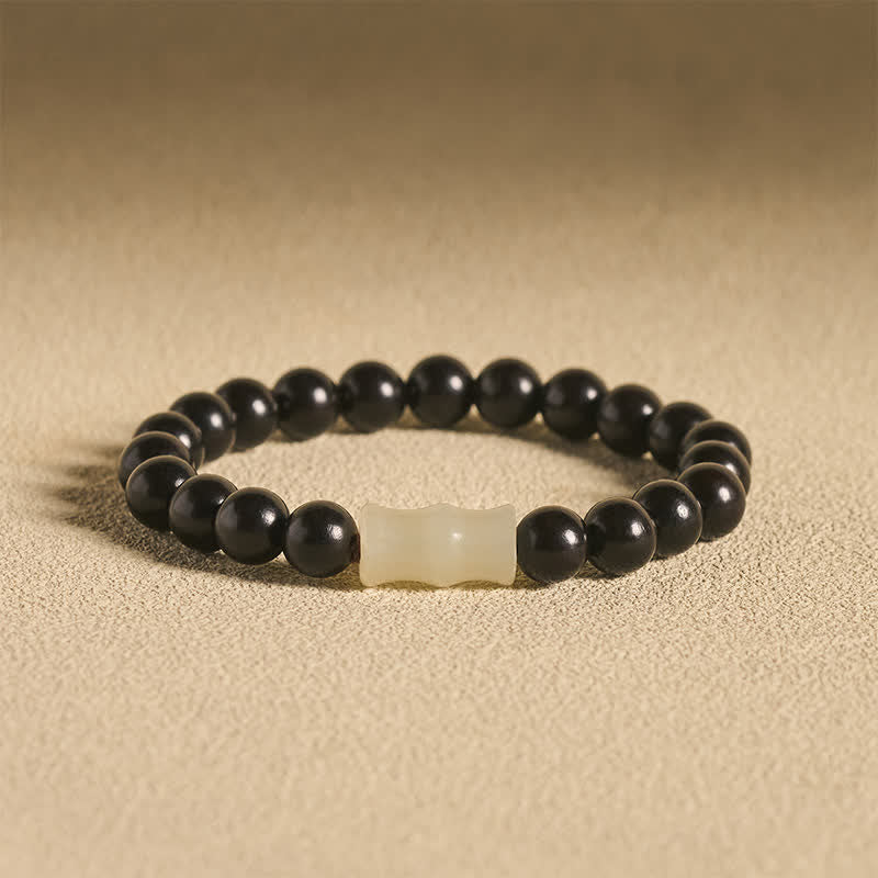 Buddha Stones Pulsera de protección vintage de madera de sándalo rojo, ébano y bambú - Madera de ébano de 8 mm (Equilibrio ♥ Calma) - image 7