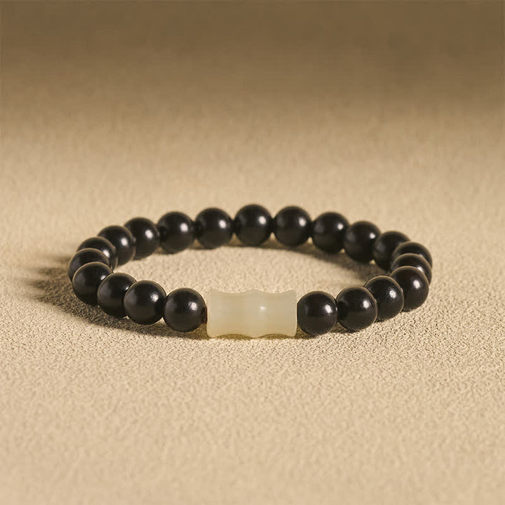 Buddha Stones Pulsera de protección vintage de madera de sándalo rojo, ébano y bambú - Madera de ébano de 8 mm (Equilibrio ♥ Calma) - image 7
