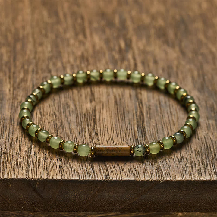 Buddha Stones Pulsera redonda de cuentas de ágata verde y jaspe con diseño de uva. - Imagen de Jasper (Coraje ♥ Sabiduría) - image 0