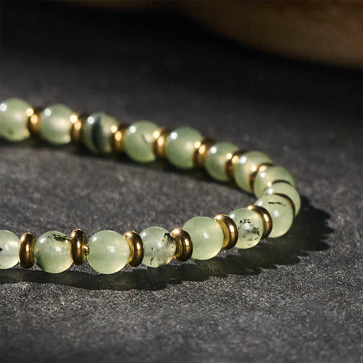 Buddha Stones Pulsera redonda de cuentas de ágata verde y jaspe con diseño de uva. - image 4
