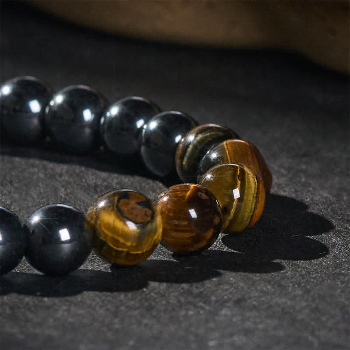 Buddha Stones Pulsera de cuentas de hematita ojo de tigre - image 4