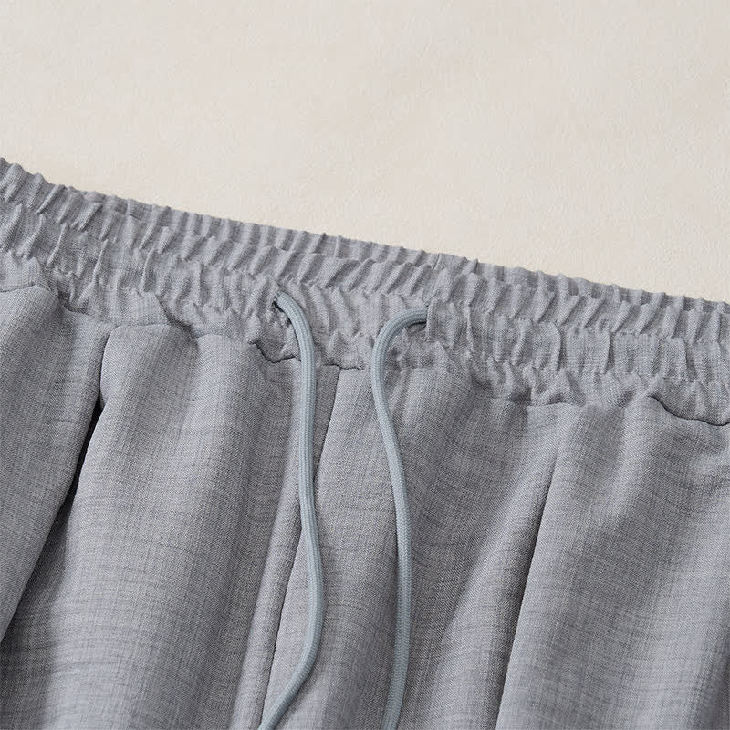 Buddha Stones Pantalones largos básicos retro de primavera con cordón ajustable, color liso, estilo harem para hombre, con bolsillos. - image 16