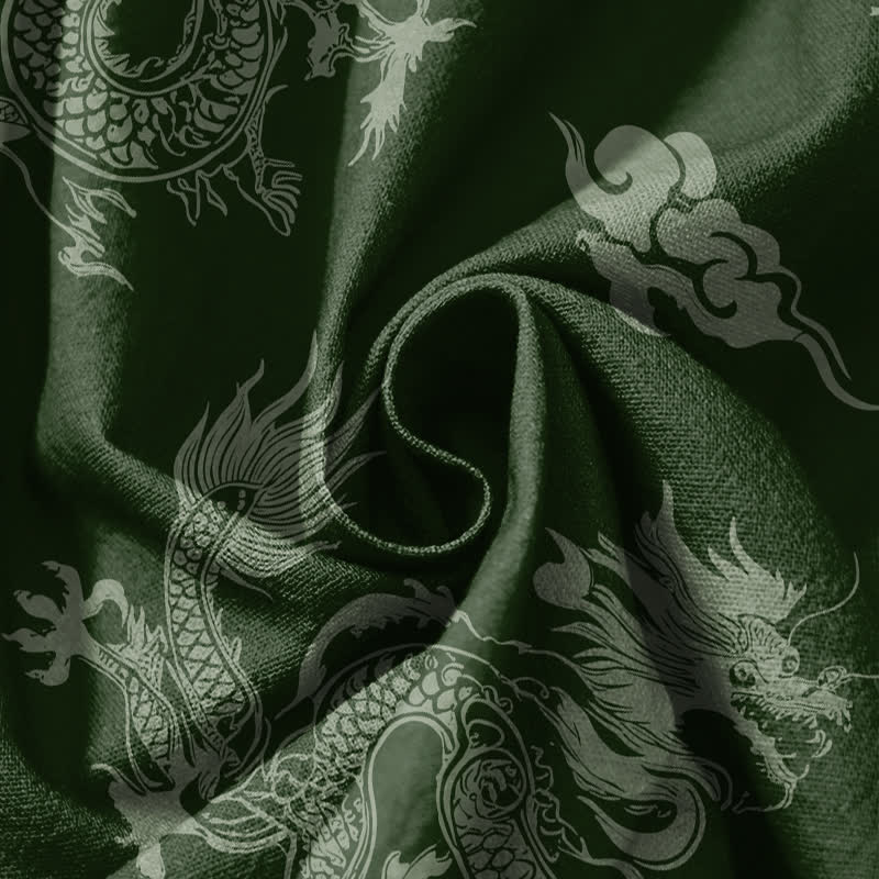 Buddha Stones Pantalones harem para hombre de algodón puro con estampado de nubes de dragón y cordón ajustable, con bolsillos. - image 11