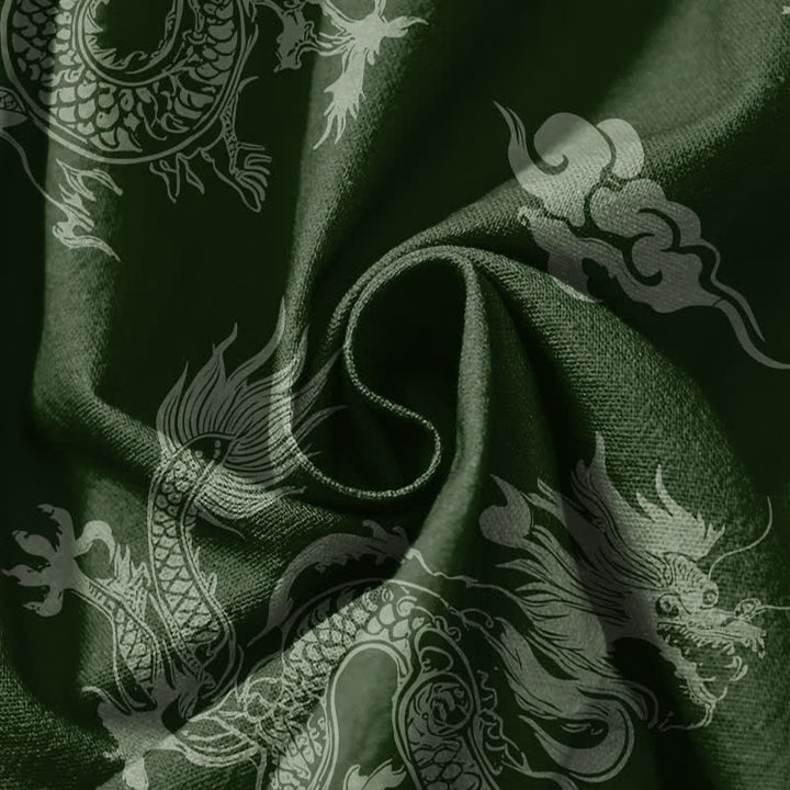 Buddha Stones Pantalones harem para hombre de algodón puro con estampado de nubes de dragón y cordón ajustable, con bolsillos. - image 11