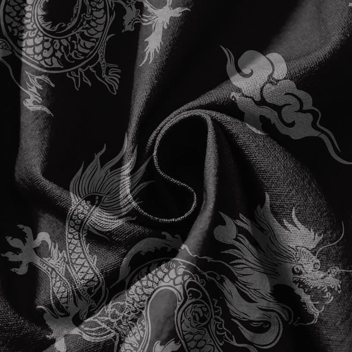 Buddha Stones Pantalones harem para hombre de algodón puro con estampado de nubes de dragón y cordón ajustable, con bolsillos. - image 17