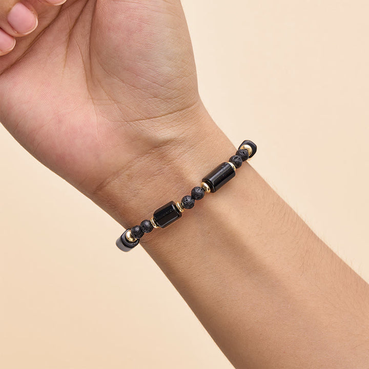 Buddha Stones Pulsera ajustable trenzada de protección con roca de lava de ónix negro - image 10
