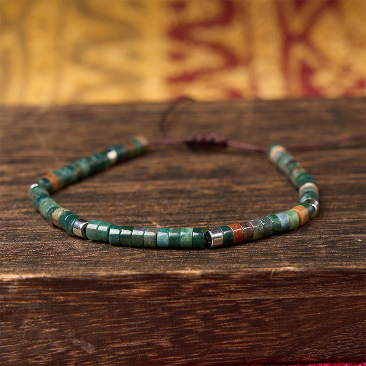 Buddha Stones Pulsera de cuentas de equilibrio trenzadas de ágata natural india - image 2