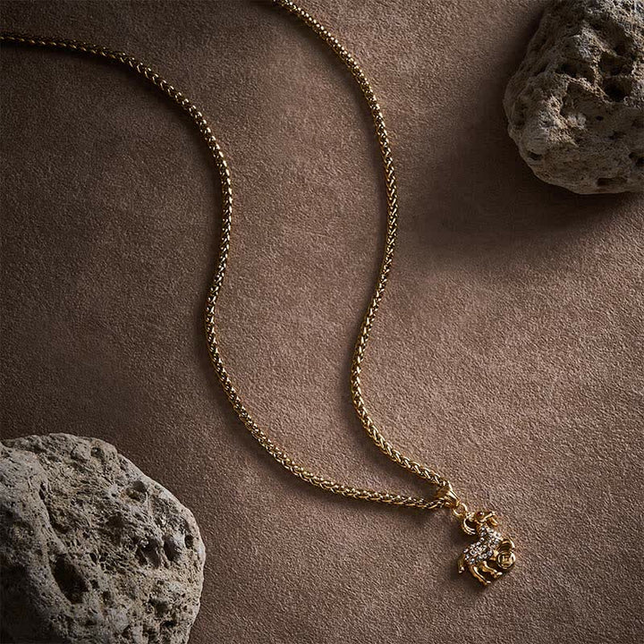 Buddha Stones Collar con colgante de la Cabra del zodiaco chino de acero de titanio, símbolo de prosperidad - image 6