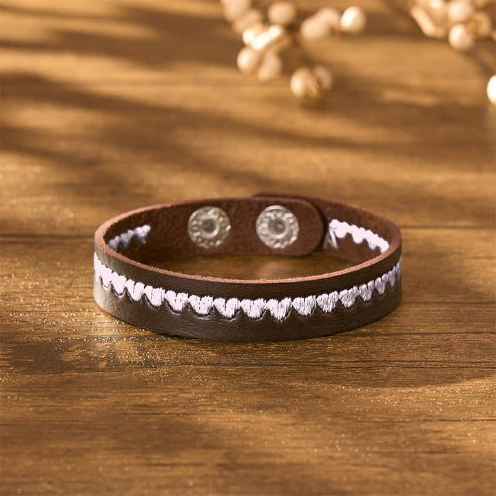Buddha Stones Pulsera ajustable de cuero con hebilla protectora bordada en forma de corazón - image 16