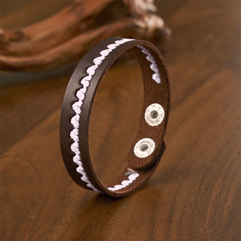 Buddha Stones Pulsera ajustable de cuero con hebilla protectora bordada en forma de corazón - Rosa (Circunferencia de la muñeca: aprox. 6,7–7,5 pulgadas / 17–19 cm) - image 15
