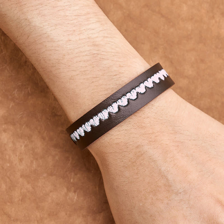 Buddha Stones Pulsera ajustable de cuero con hebilla protectora bordada en forma de corazón - image 19