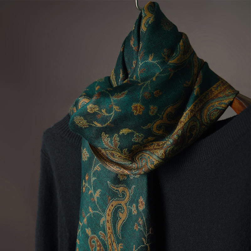 Chal con borlas y estampado de flores de anacardo tibetano con Buddha Stones para otoño e invierno, bufanda suave - image 5