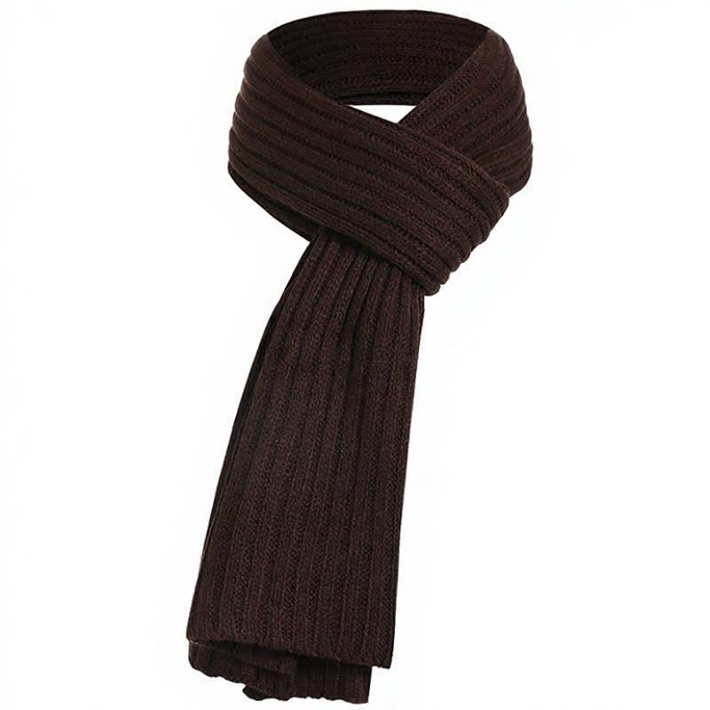 Buddha Stones Bufanda larga de punto acanalado para hombre, estilo clásico de otoño/invierno. - Marrón silla de montar - image 15