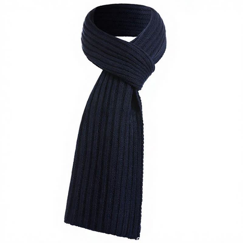 Buddha Stones Bufanda larga de punto acanalado para hombre, estilo clásico de otoño/invierno. - Azul medianoche - image 1