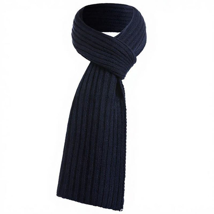 Buddha Stones Bufanda larga de punto acanalado para hombre, estilo clásico de otoño/invierno. - Azul medianoche - image 1