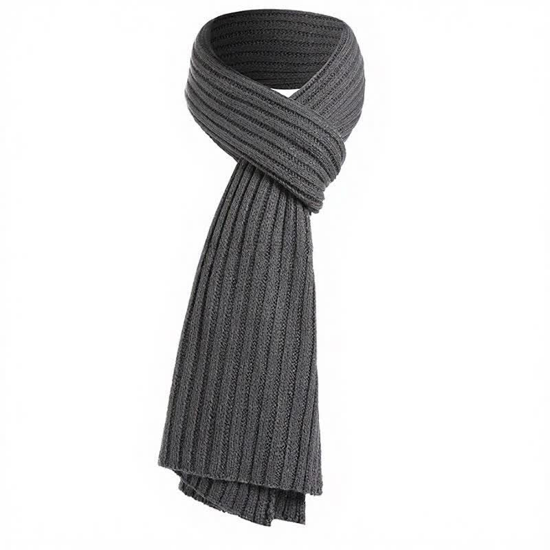 Buddha Stones Bufanda larga de punto acanalado para hombre, estilo clásico de otoño/invierno. - Gris oscuro - image 8