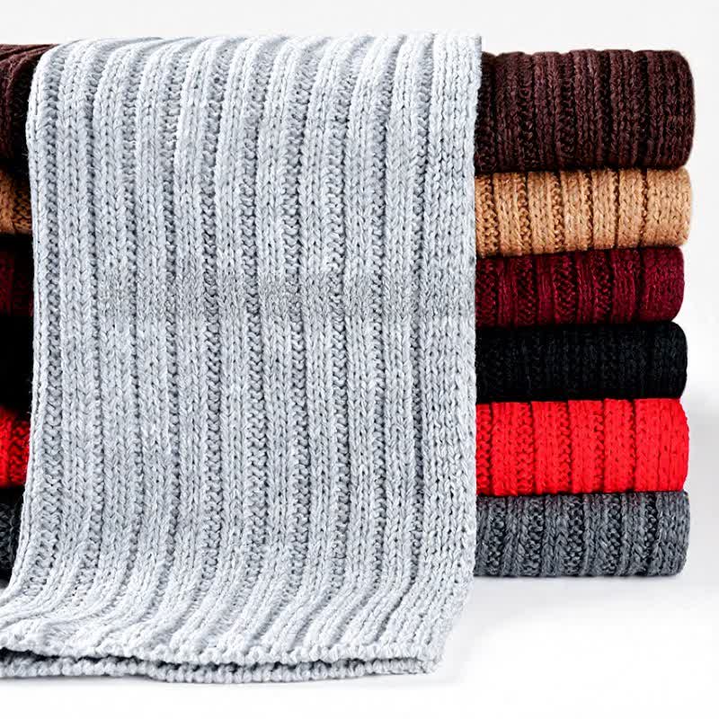 Buddha Stones Bufanda larga de punto acanalado para hombre, estilo clásico de otoño/invierno. - image 16