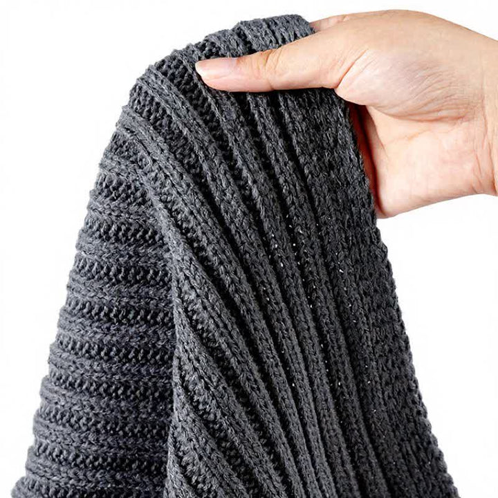 Buddha Stones Bufanda larga de punto acanalado para hombre, estilo clásico de otoño/invierno. - image 11