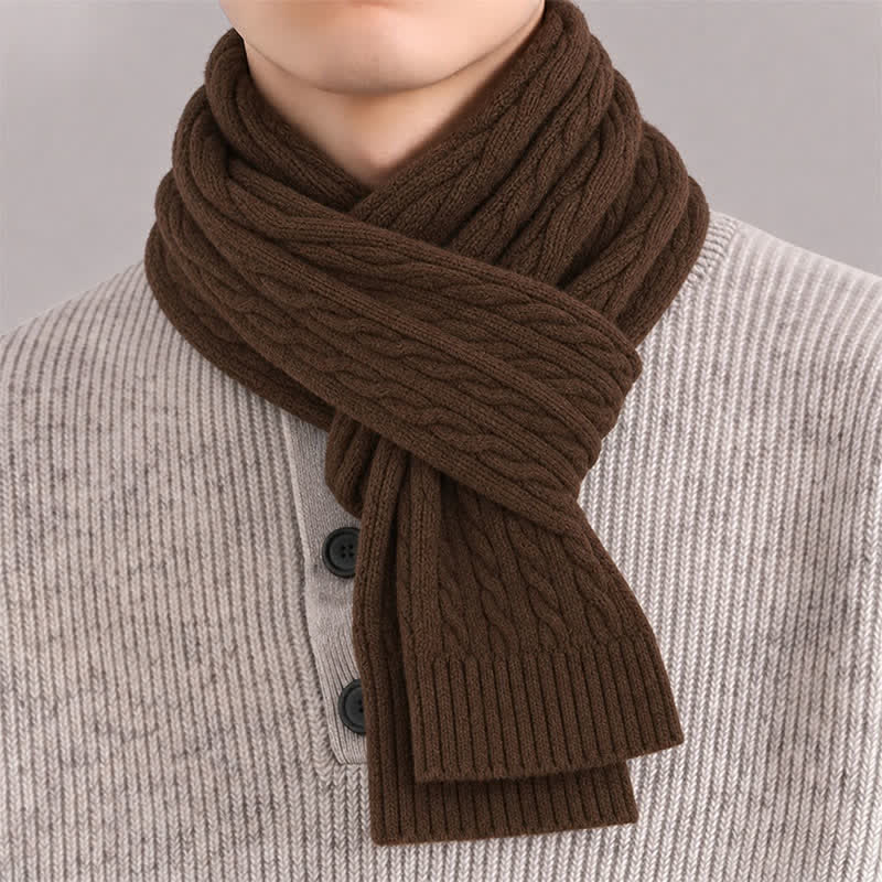 Buddha Stones Bufanda clásica de punto trenzado para hombre, ideal para otoño e invierno. - image 1