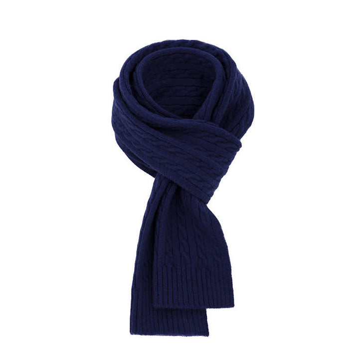 Buddha Stones Bufanda clásica de punto trenzado para hombre, ideal para otoño e invierno. - Azul medianoche - image 4