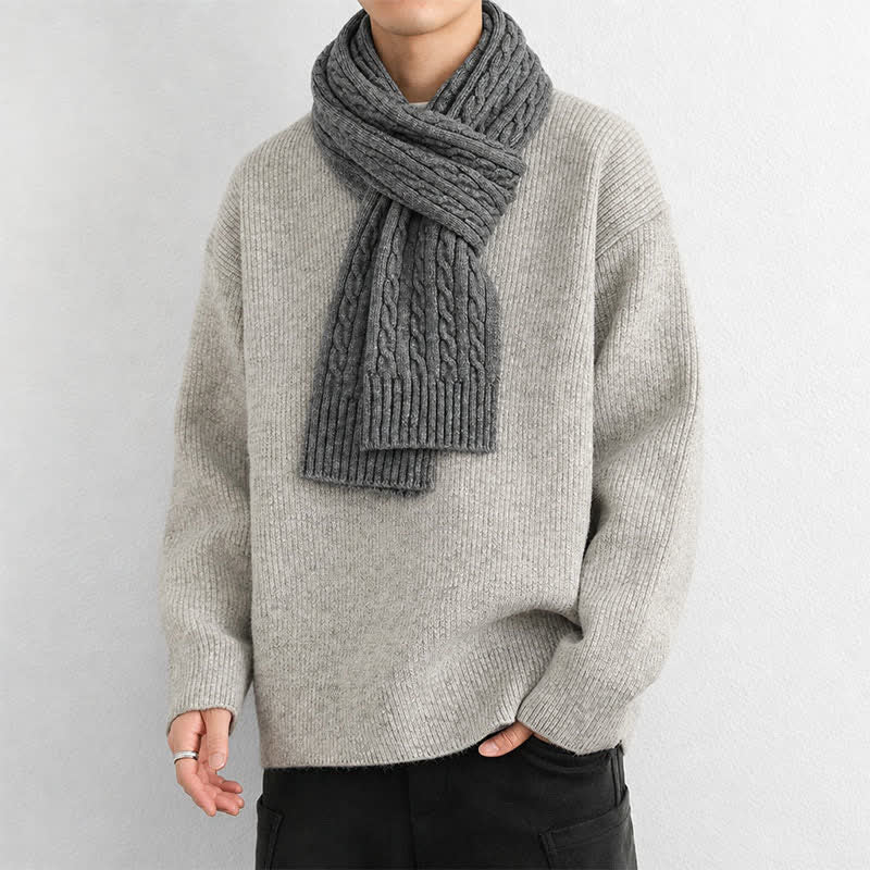 Buddha Stones Bufanda clásica de punto trenzado para hombre, ideal para otoño e invierno. - image 17