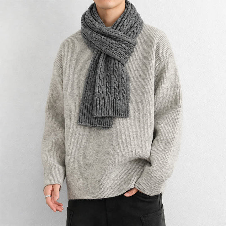 Buddha Stones Bufanda clásica de punto trenzado para hombre, ideal para otoño e invierno. - image 17
