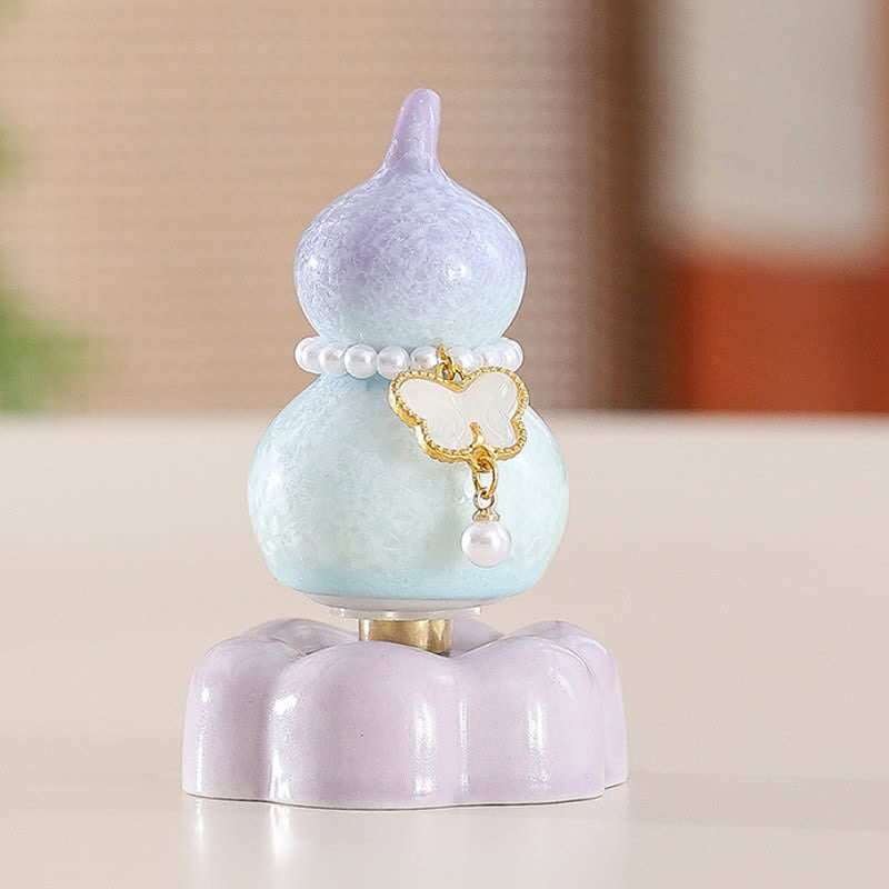 Buddha Stones Decoración giratoria de cerámica con forma de calabaza mariposa para un estilo de vida consciente. - Calabaza morada + mariposa blanca + base morada - image 21