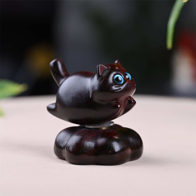 Buddha Stones Té giratorio de sándalo para gatos pequeños, ideal para la meditación con mascotas y como decoración para animales adorables. - Marrón Aprox. 6*5,5*6 cm - image 1