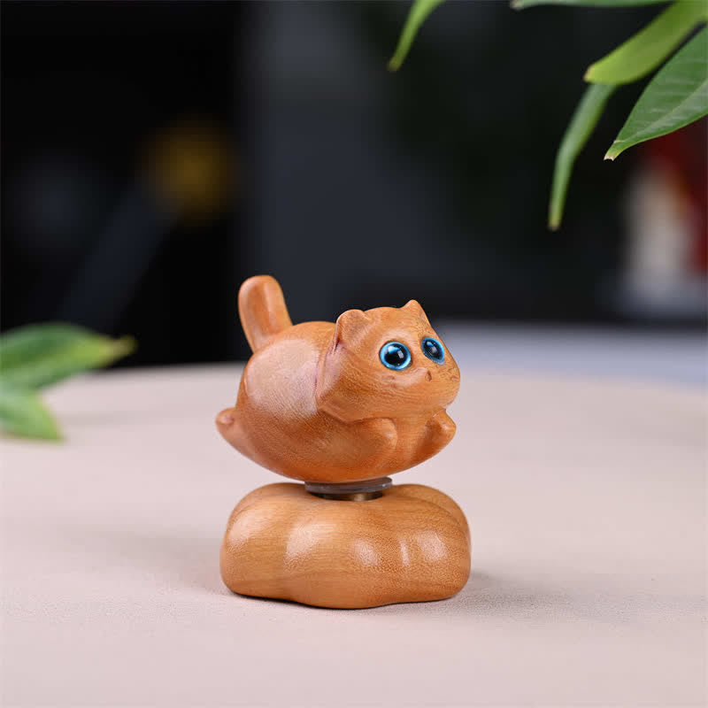 Buddha Stones Té giratorio de sándalo para gatos pequeños, ideal para la meditación con mascotas y como decoración para animales adorables. - Dorado Aprox. 6*5,5*6 cm - image 0