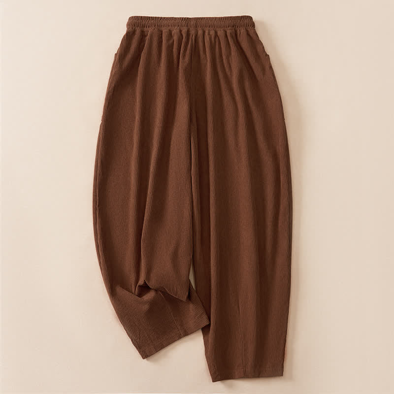 Buddha Stones Pantalones cortos casuales de otoño/invierno con cordón ajustable, color liso, estilo harem para mujer con bolsillos. - image 1
