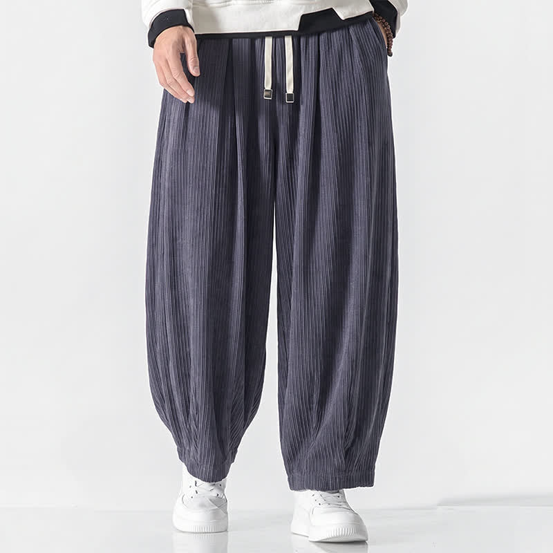 Buddha Stones Pantalones tobilleros de pana de estilo vintage con cordón ajustable, ideales para otoño e invierno. - image 1