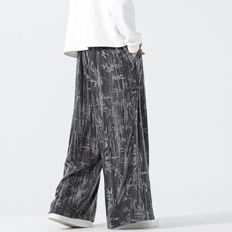 Buddha Stones Pantalones largos de bambú con cordón ajustable, estilo boho casual para otoño/invierno, corte recto y bolsillos. - image 1