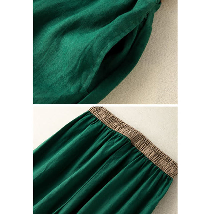 Pantalones harén de algodón liso con cordón y bolsillos para mujer con Buddha Stones - image 15